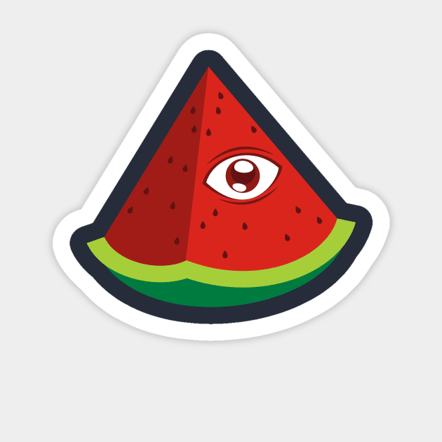 Illuminati Watermelon Sticker by dumbshirts